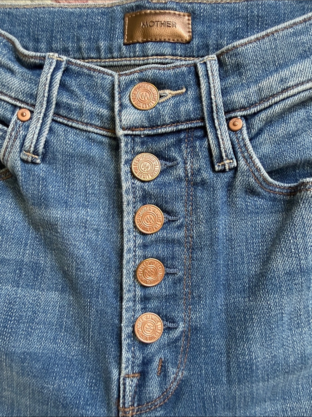 MOTHER Straight-Leg Button-Fly Jeans in Indigo